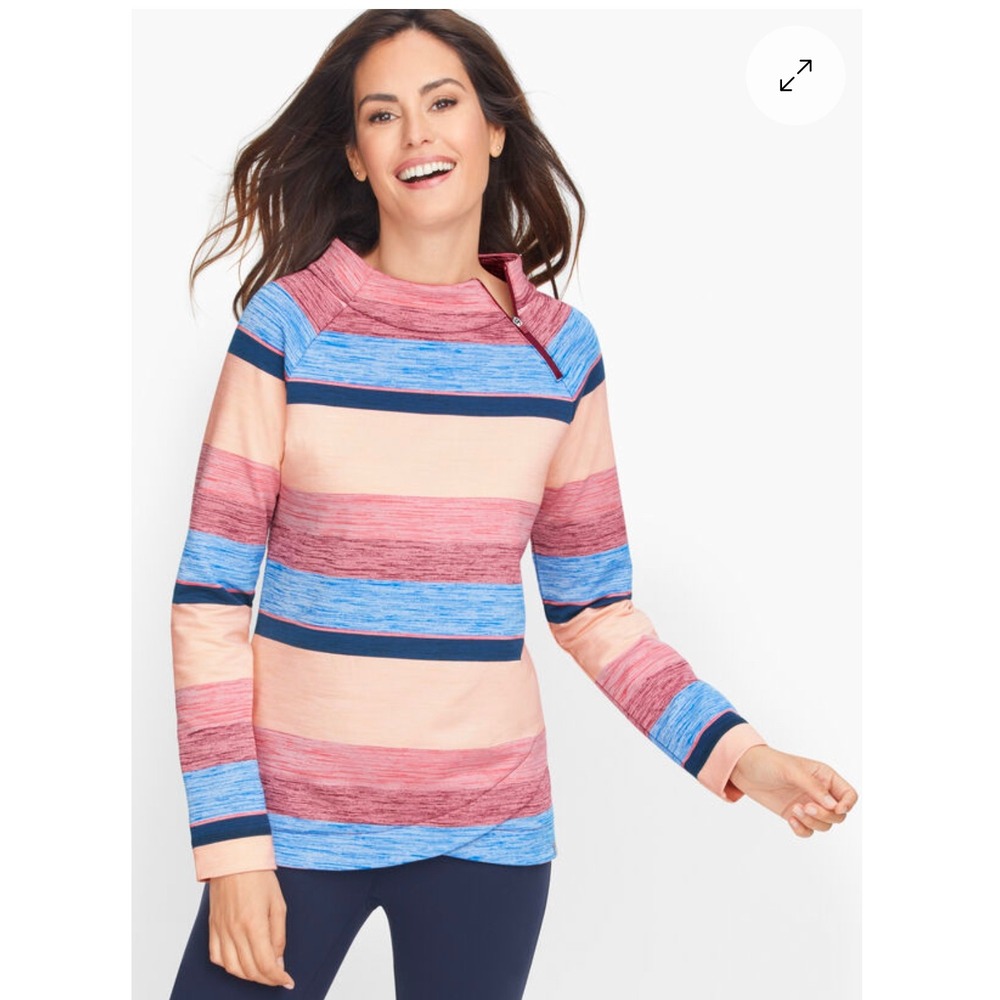 T by Talbots Striped Mock Neck Pullover Size Small Petite Multi